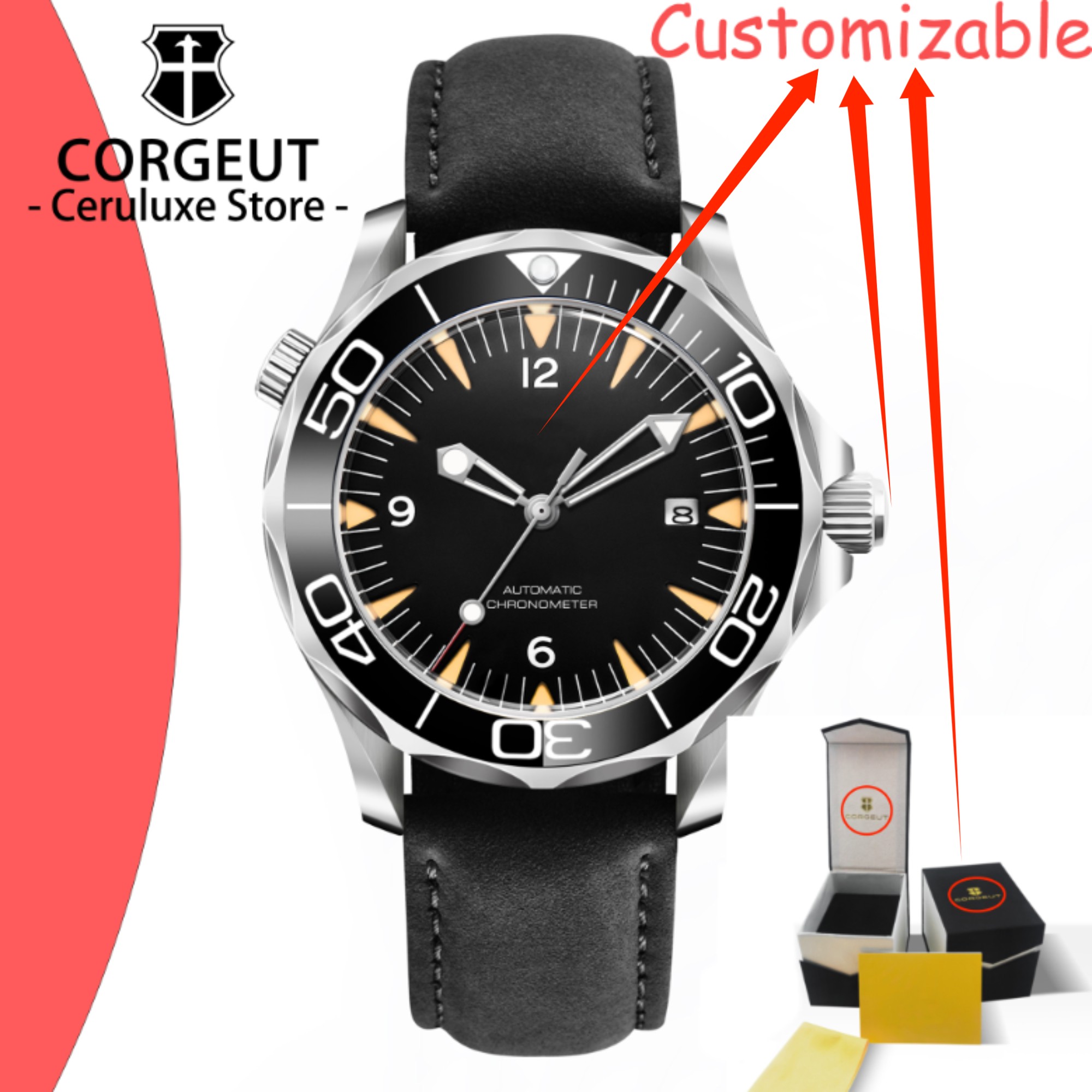 Stainless Bracelet Diver - Montres automatiques mécaniques avec verre saphir